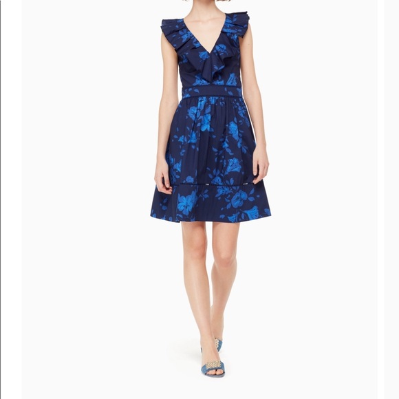 kate spade Dresses & Skirts - Kate Spade Hibiscus Ruffle Neck Dress ♠️